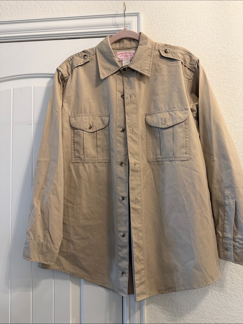 FILSON Classic Tan Button-Up Utility Shirt, Sz L